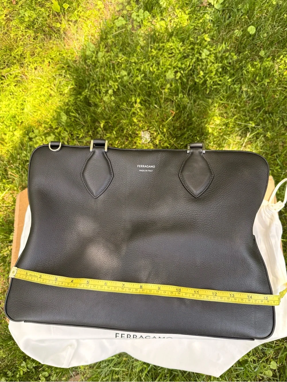 $3300 Ferragamo Star Shaped Leather Tote Briefcase Black Italy STORE DISPLAY